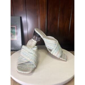 Beautiisoles by Robyn Shreiber Women’s Chunky Heel Sandals Size 9 Tweed Italian